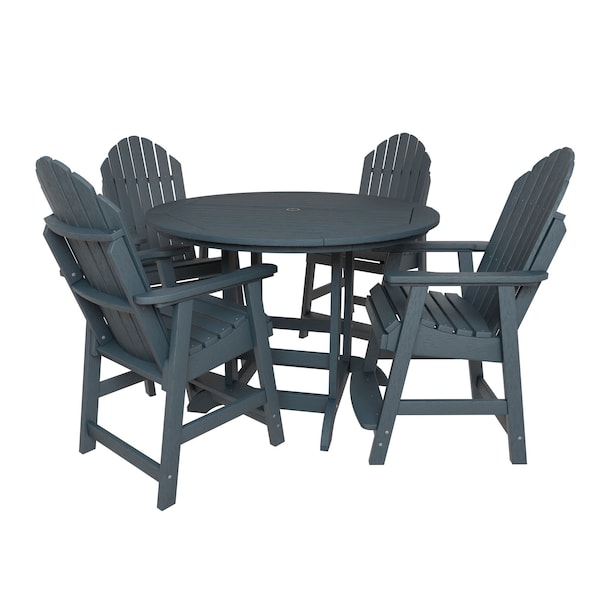 Highwood Usa Hamilton 5pc Round Counter Height Outdoor Patio Furniture Dining Set AD-CNA48-NBE - main